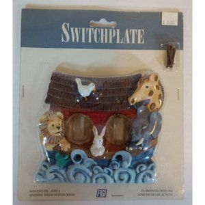Vintage 1996, 3D Noah's Ark Double Switchplate Cover, Resin, New!